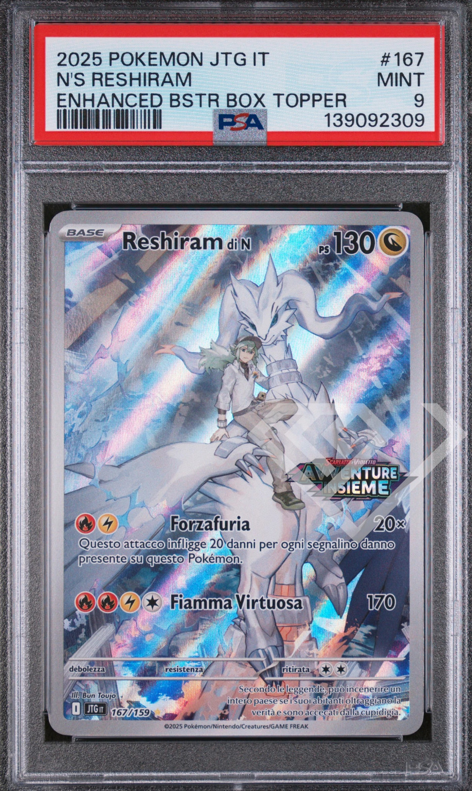 2025 Pokemon Italian Jtg It-Journey Together N's Reshiram Enhanced Booster Box Topper 167