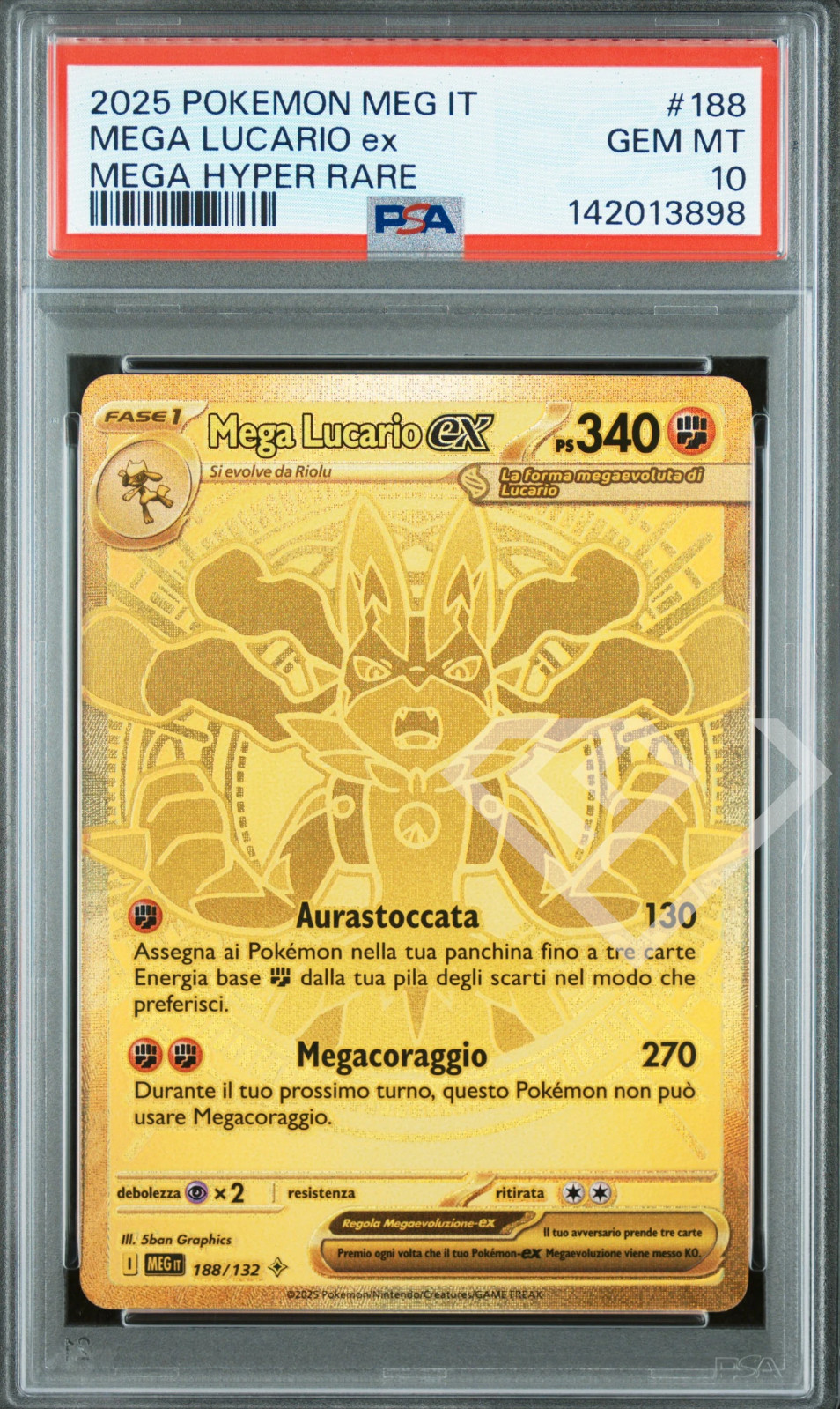 2025 Pokemon Italian Meg It-Mega Evolution Mega Lucario EX Mega Hyper Rare 188