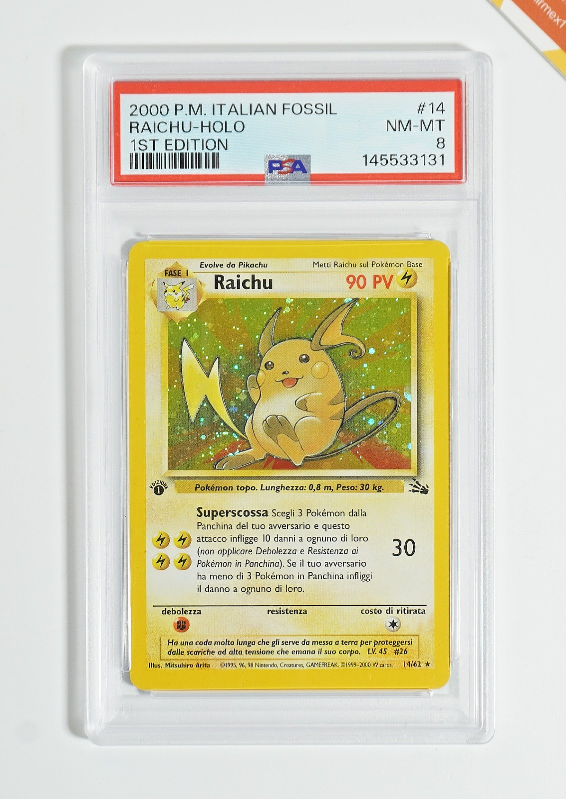 2000 Pokemon Italian Fossil Raichu-Holo 1st Edition 14