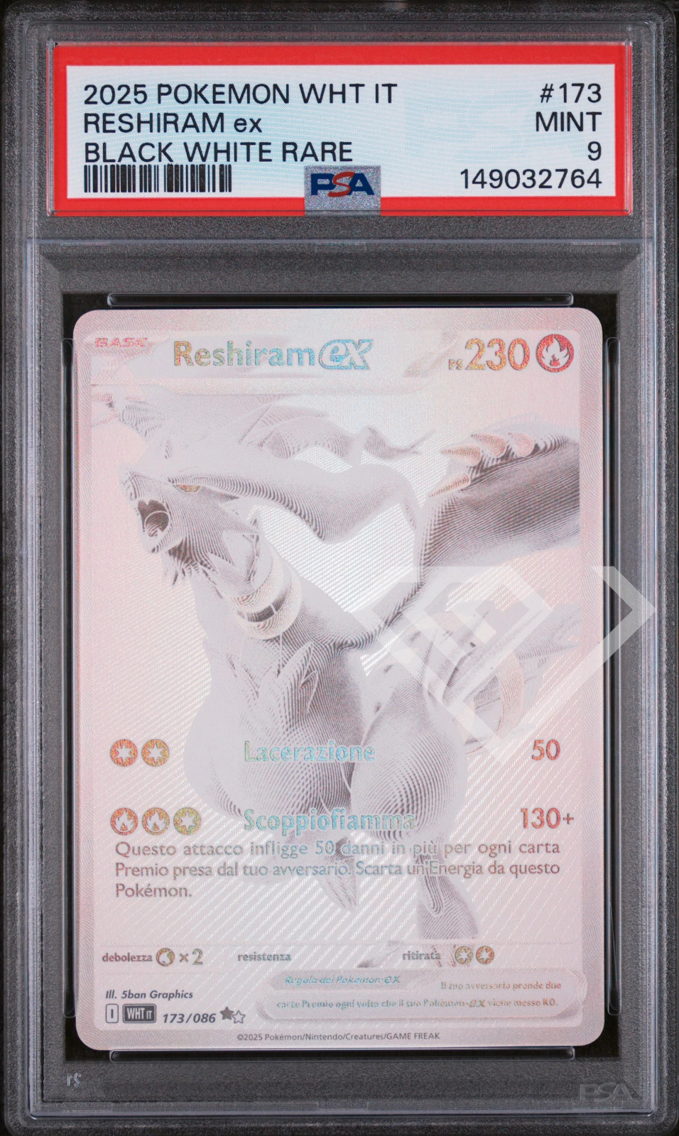 2025 Pokemon Italian Wht It-White Flare Reshiram EX Black White Rare 173