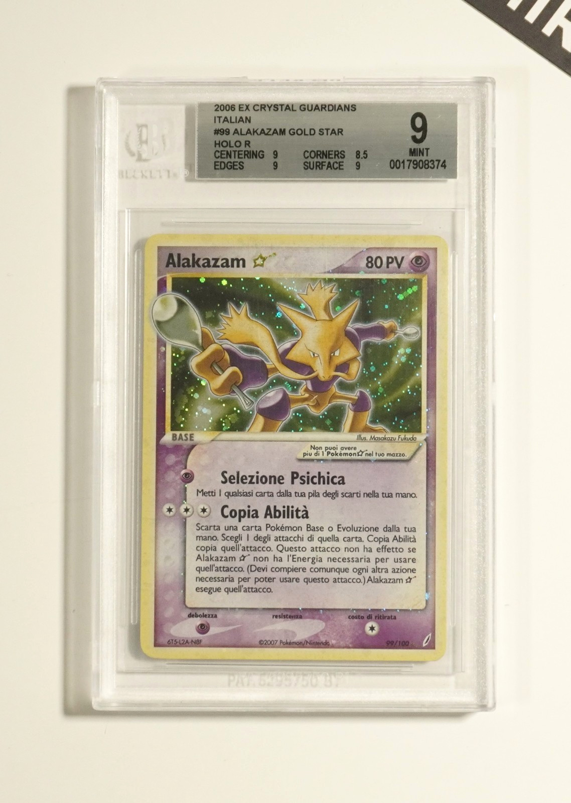 2006 Pokemon EX Crystal Guardians Italian Alakazam GOLD STAR HOLO R 99