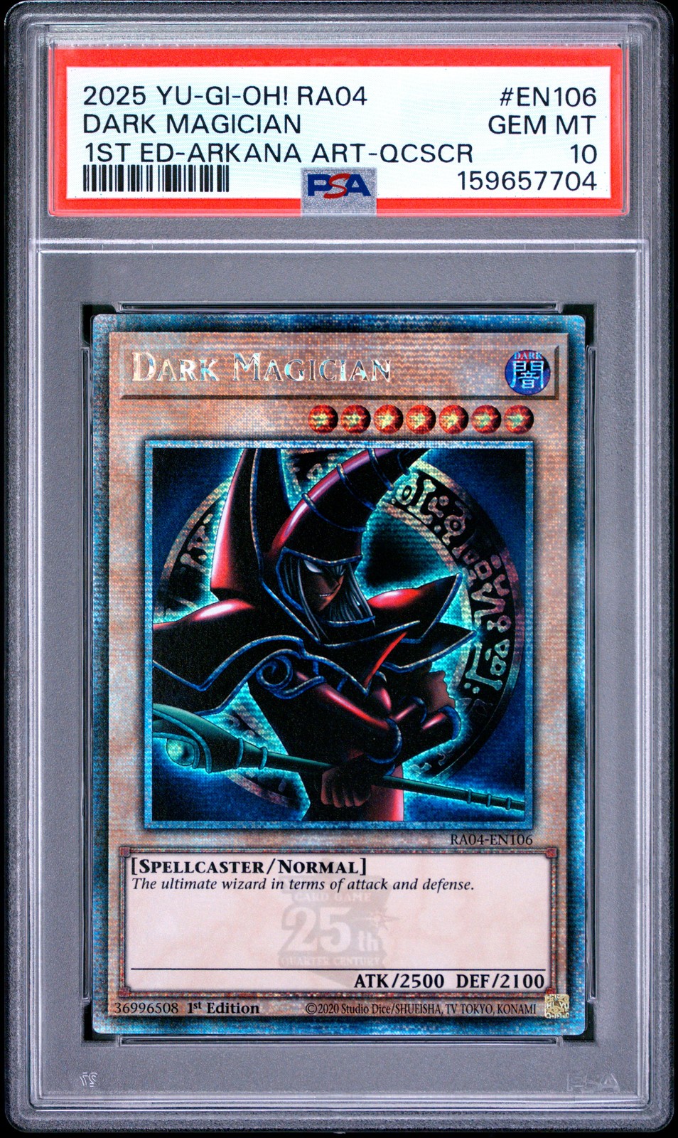 2025 YU-GI-Oh! RA04-Quarter Century Stampede Dark Magician 1st Edition-Arkana Artwork-Quarter Century Secret Rare EN106