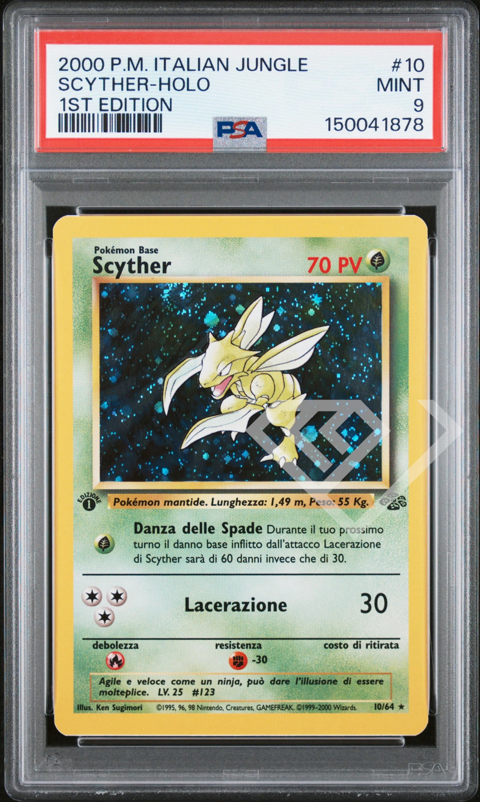 2000 Pokemon Italian Jungle Scyther-Holo 1st Edition 10