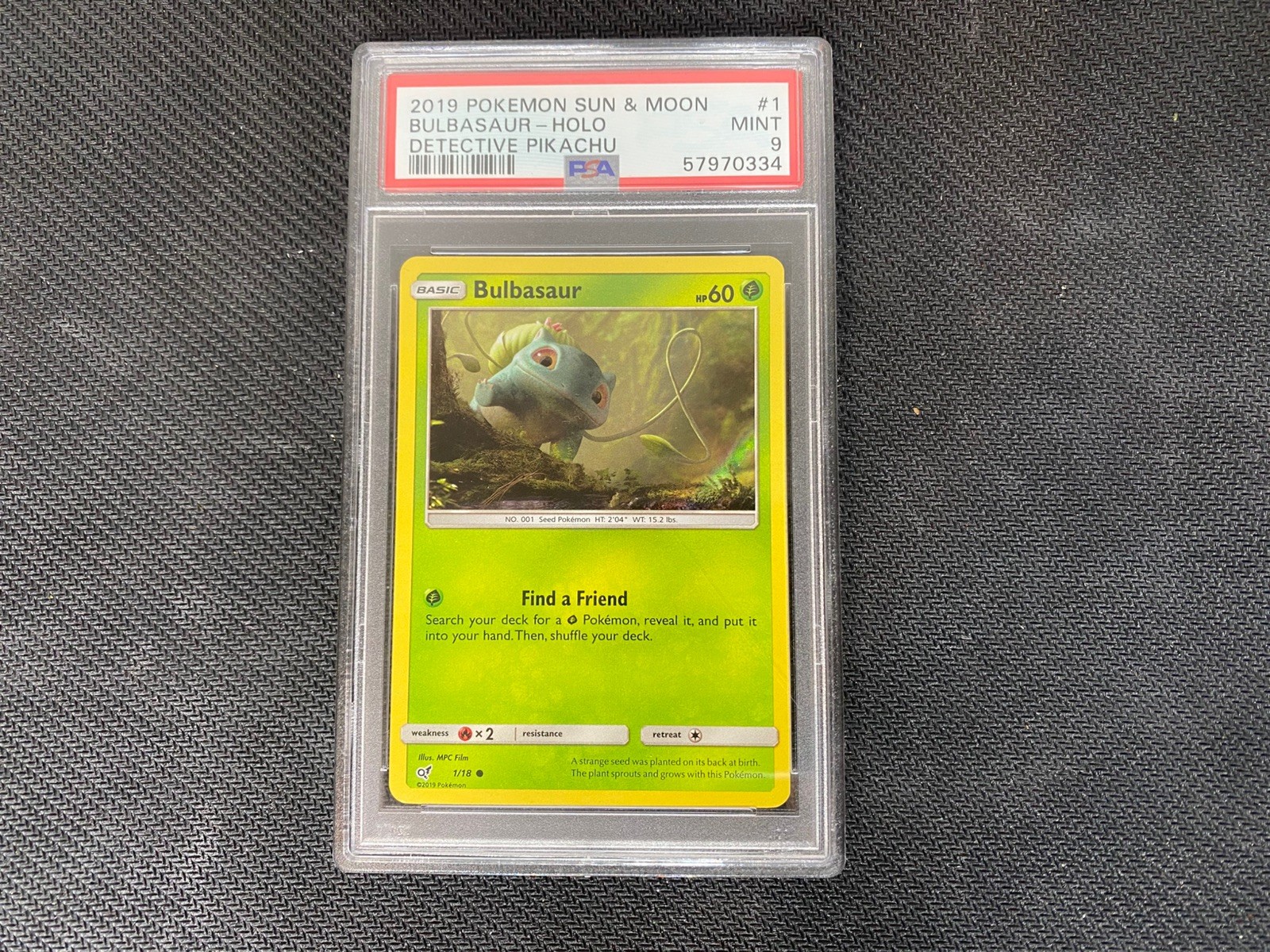 2019 Pokemon Sun & Moon Detective Pikachu Bulbasaur-Holo 1