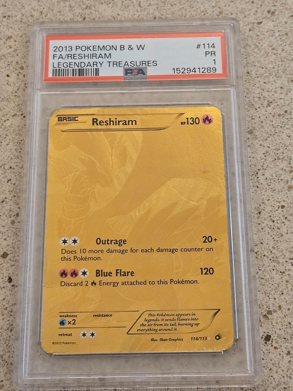 2013 Pokemon Black & White Legendary Treasures Full Art/Reshiram 114
