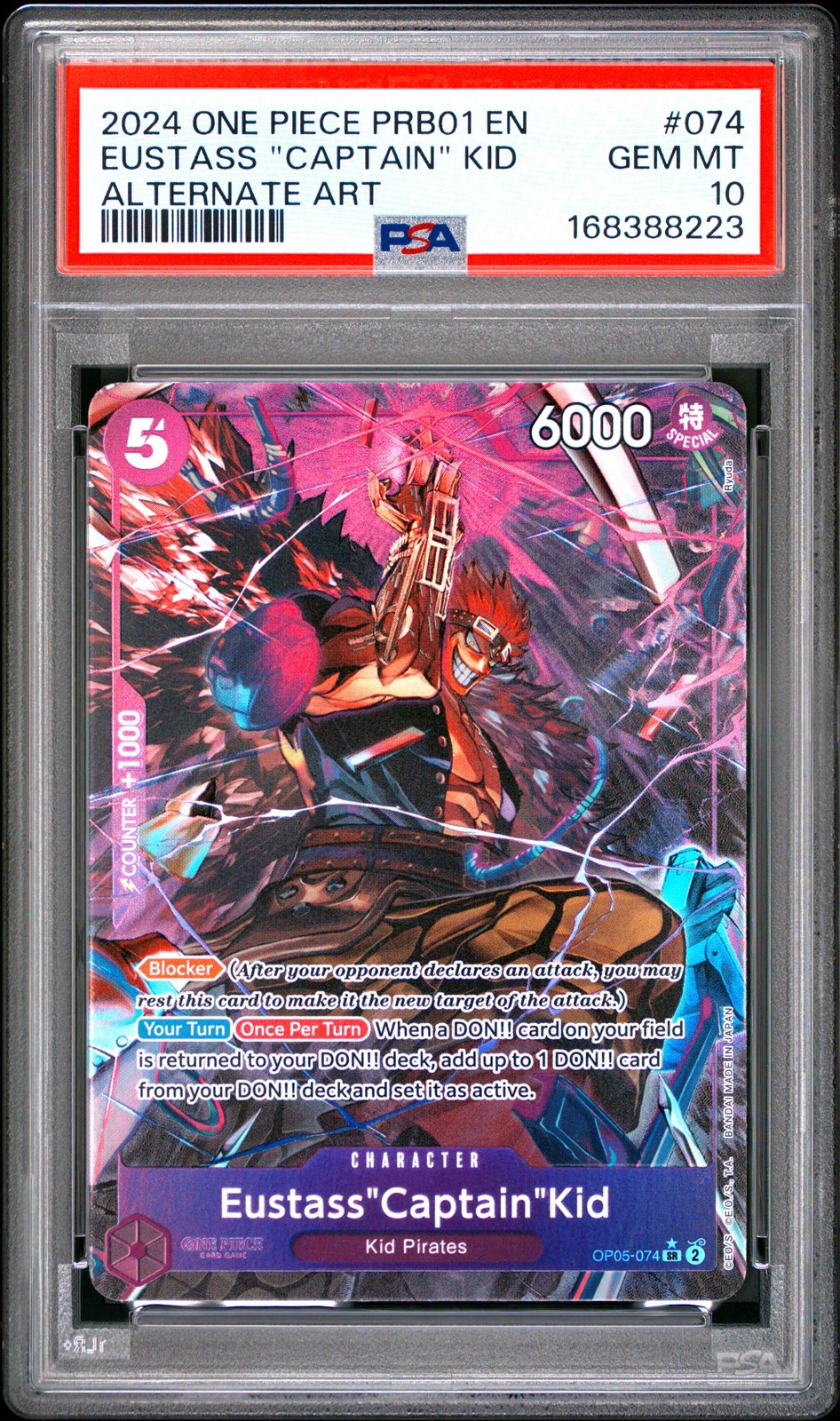 2024 One Piece PRB01-Premium Booster -One Piece Card the Best- Eustass "Captain" Kid Alternate Art 074