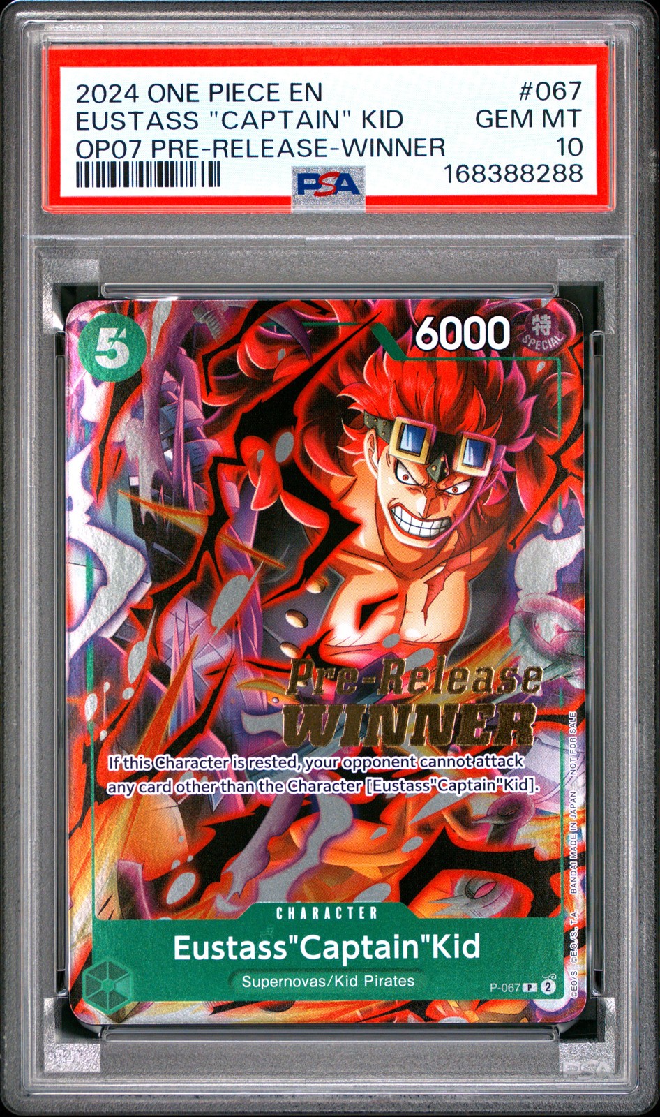 2024 One Piece Promos Eustass "Captain" Kid 500 Years in the Future Pre-Release-Winner 067