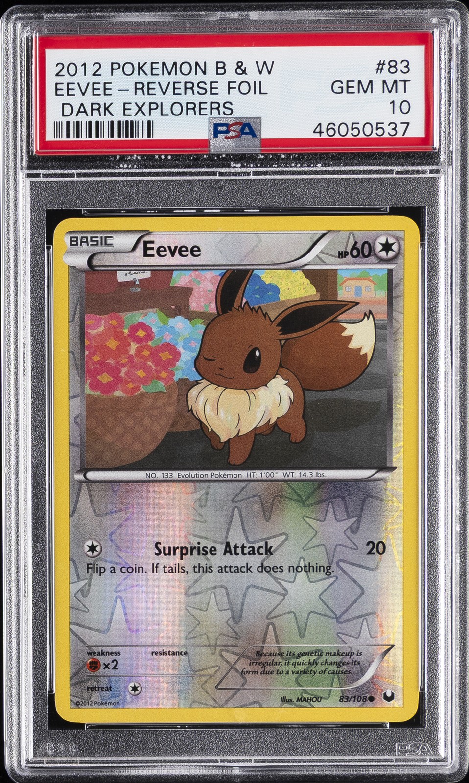 2012 Pokemon Black & White Dark Explorers Eevee-Reverse Foil 83