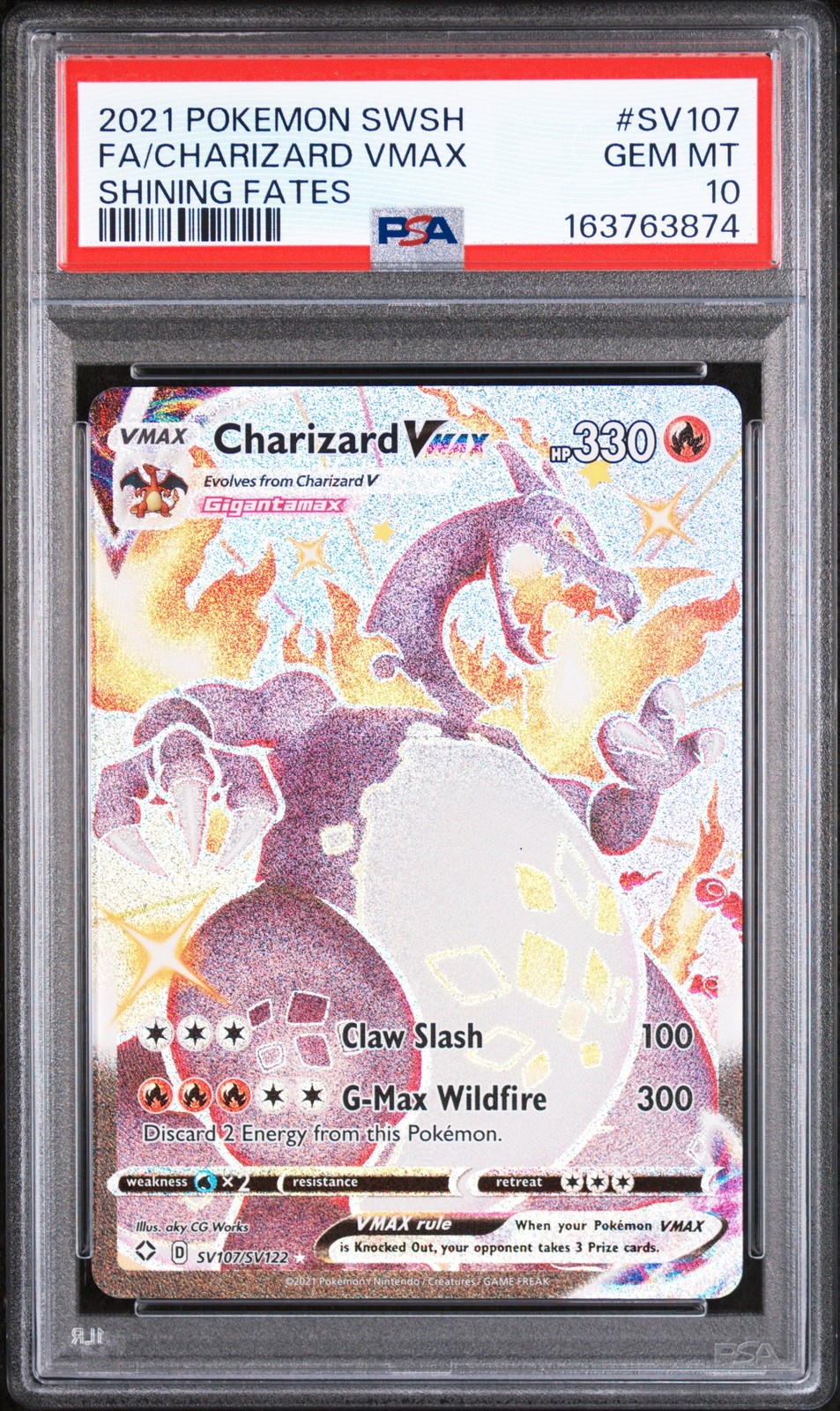 2021 Pokemon Sword & Shield Shining Fates Full Art/Charizard Vmax SV107