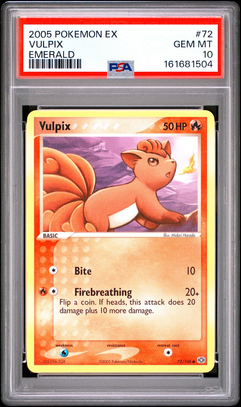 2005 Pokemon EX Emerald Vulpix 72