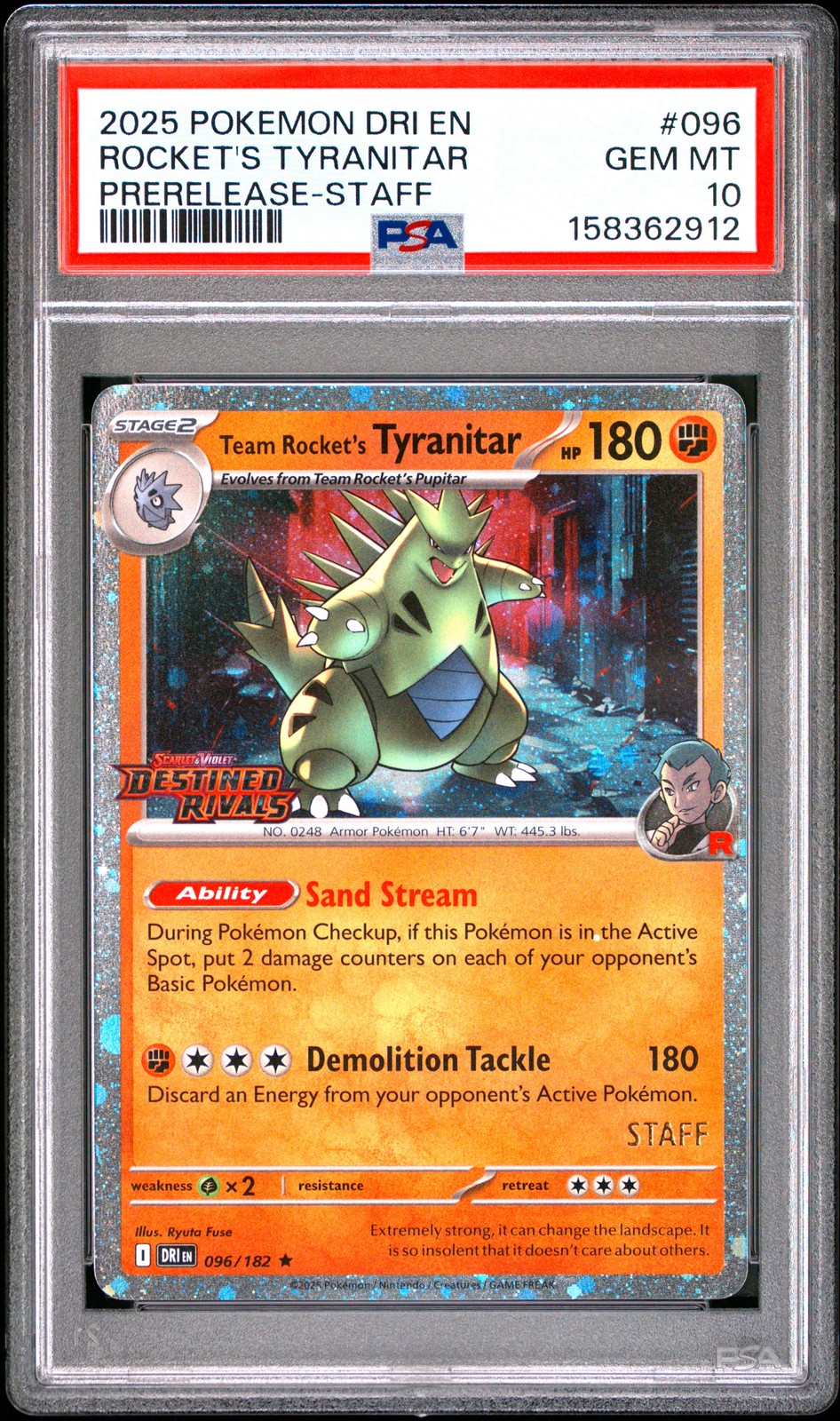 2025 Pokemon Dri EN-Destined Rivals Team Rocket's Tyranitar Prerelease-Staff 096
