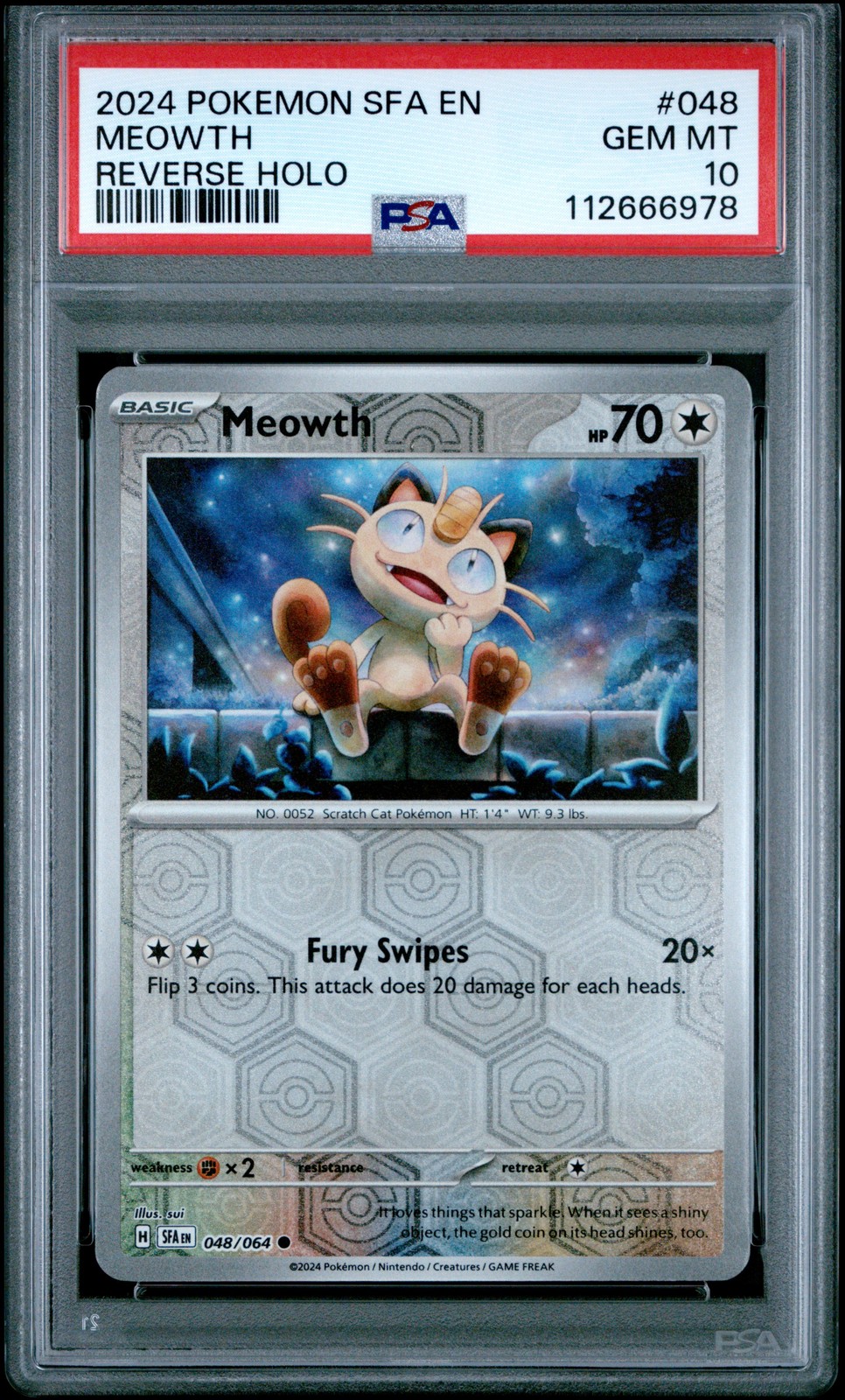 2024 Pokemon Sfa EN-Shrouded Fable Meowth Reverse Holo 048
