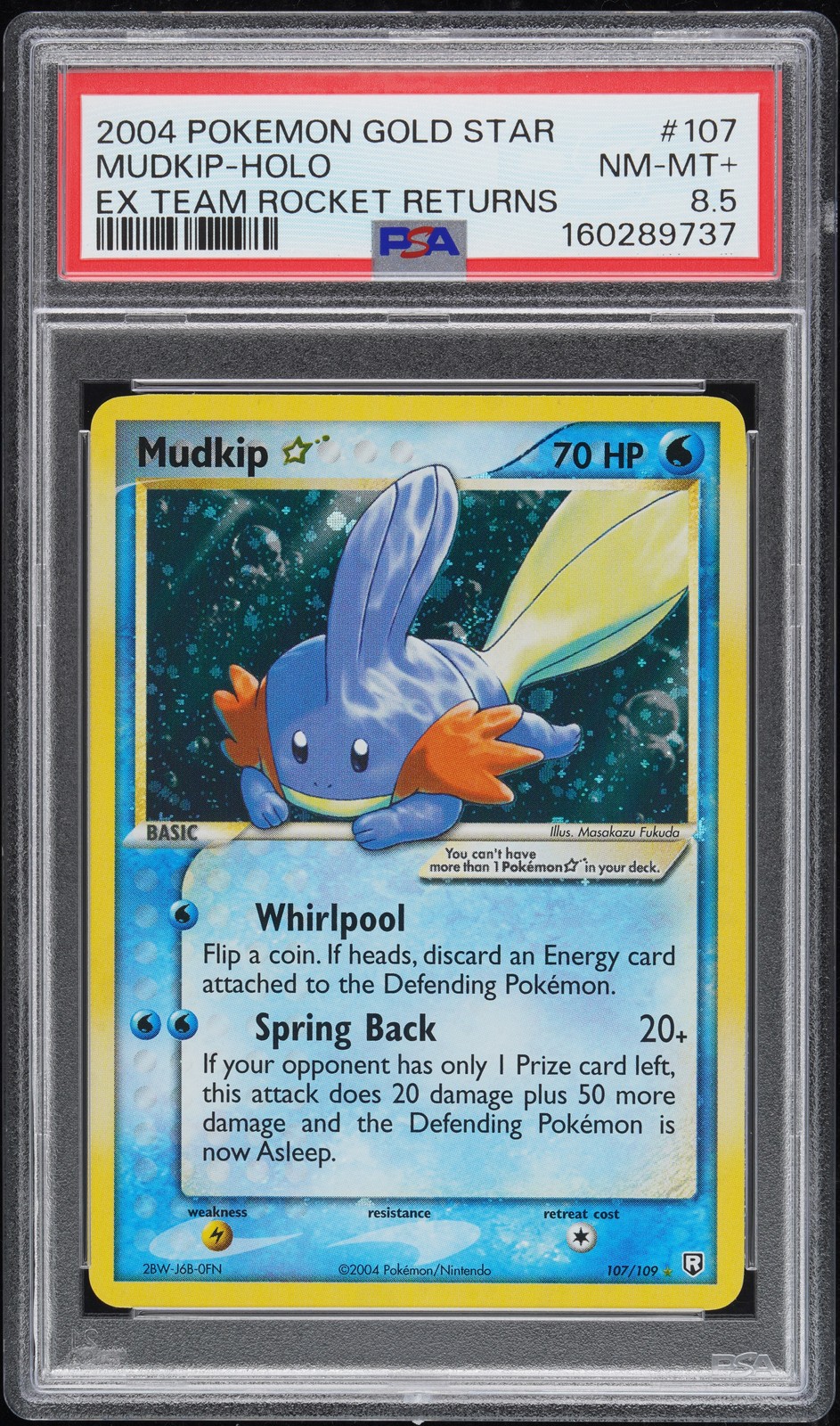 2004 Pokemon EX Team Rocket Returns Mudkip-Holo Gold Star 107
