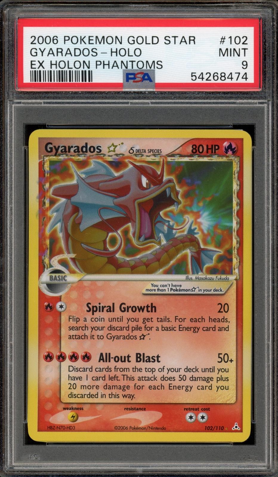 2006 Pokemon EX Holon Phantoms Gyarados-Holo Gold Star 102