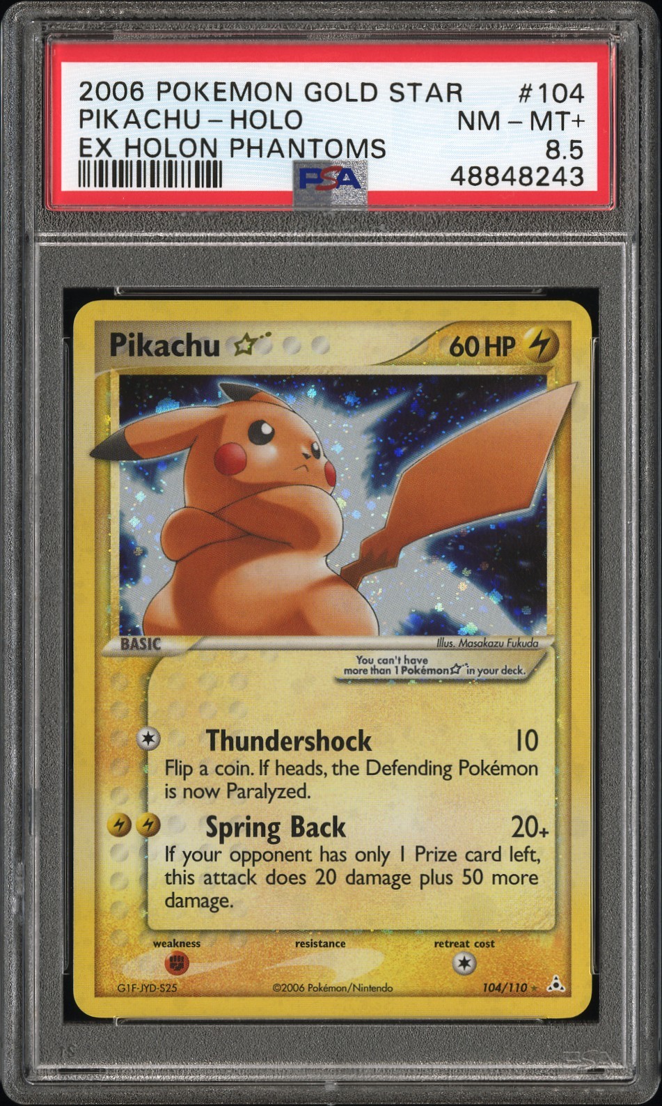 2006 Pokemon EX Holon Phantoms Pikachu-Holo Gold Star 104