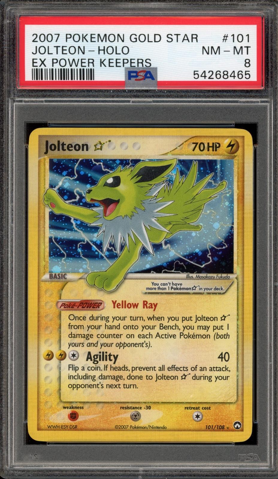 2007 Pokemon EX Power Keepers Jolteon-Holo Gold Star 101