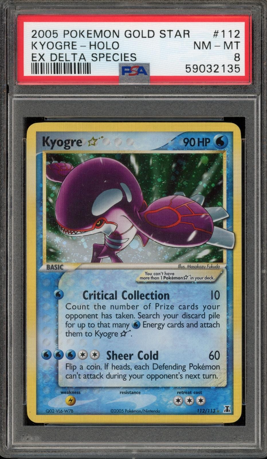 2005 Pokemon EX Delta Species Kyogre-Holo Gold Star 112