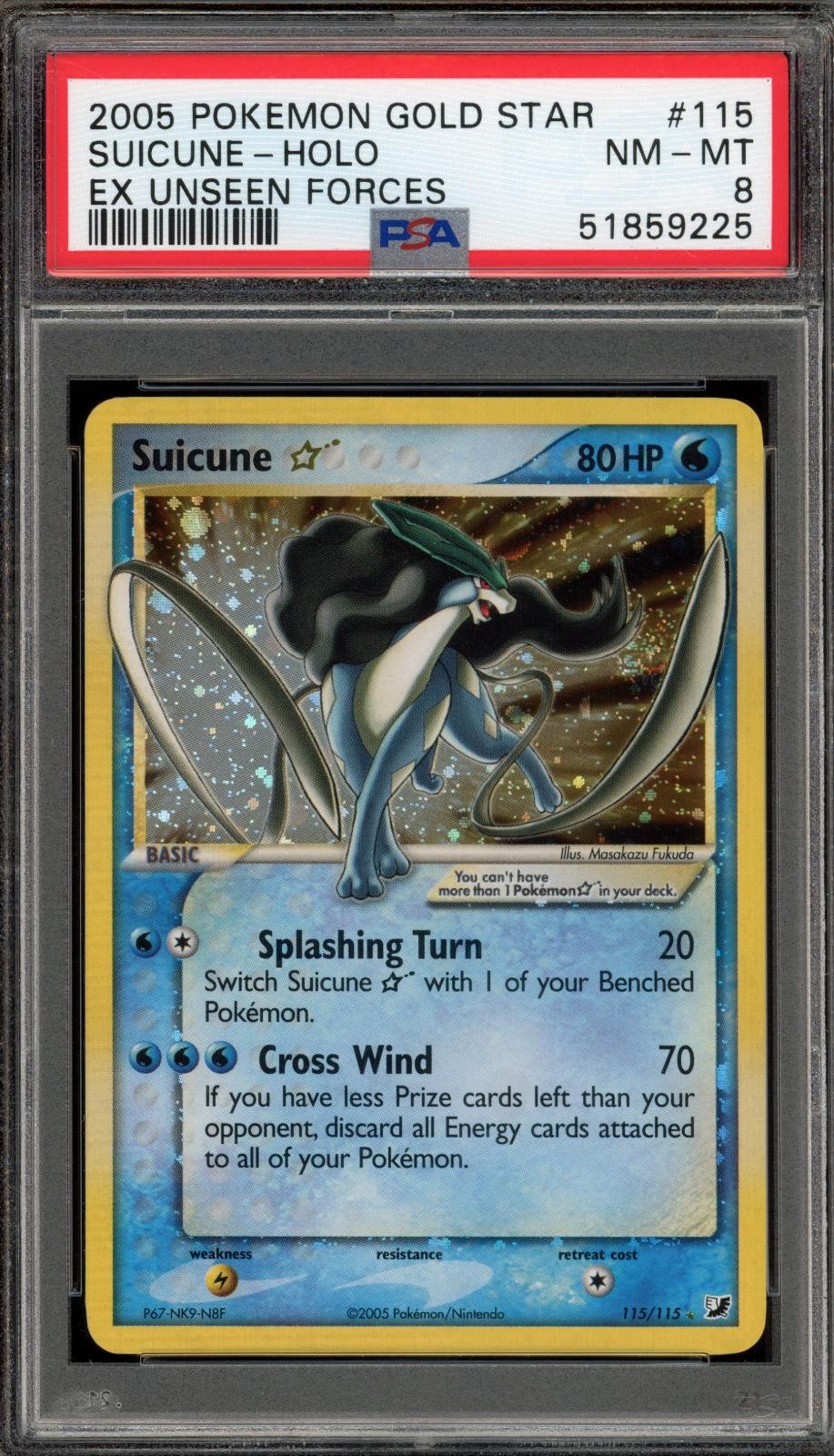 2005 Pokemon EX Unseen Forces Suicune-Holo Gold Star 115