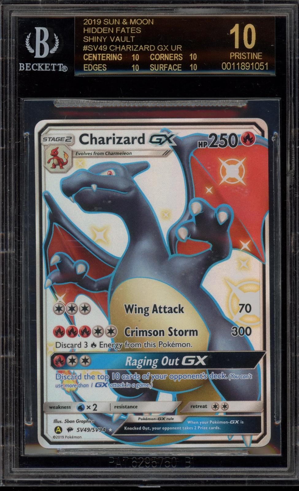 2019 Pokemon Sun and Moon Hidden Fates Shiny Vault Charizard GX UR SV49