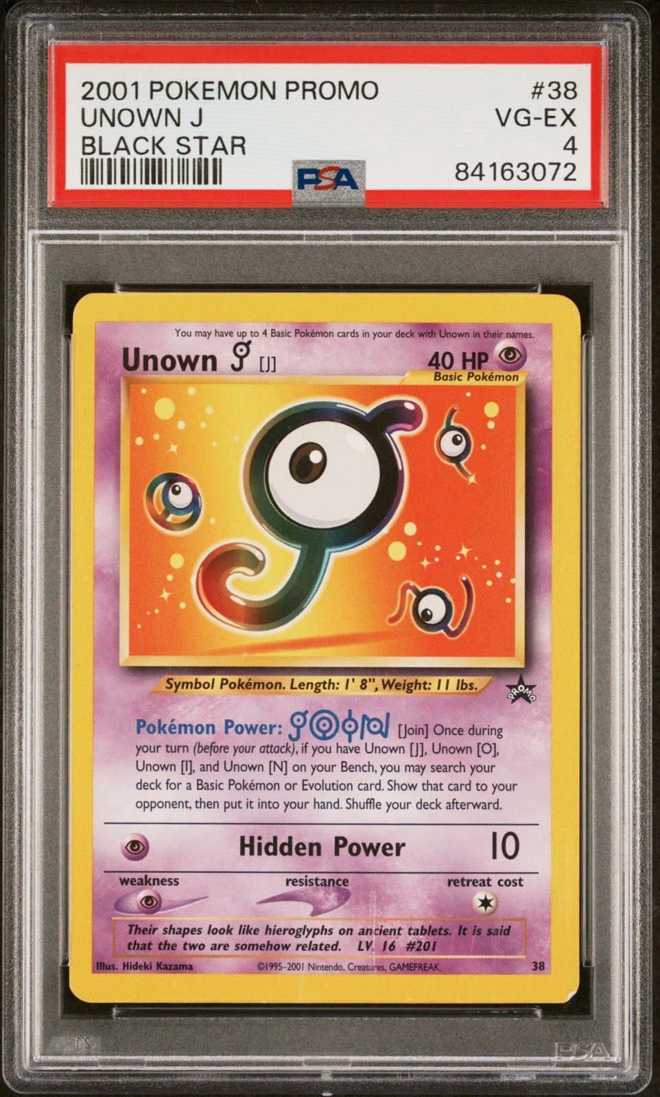 2001 Pokemon Promo Black Star Unown J 38