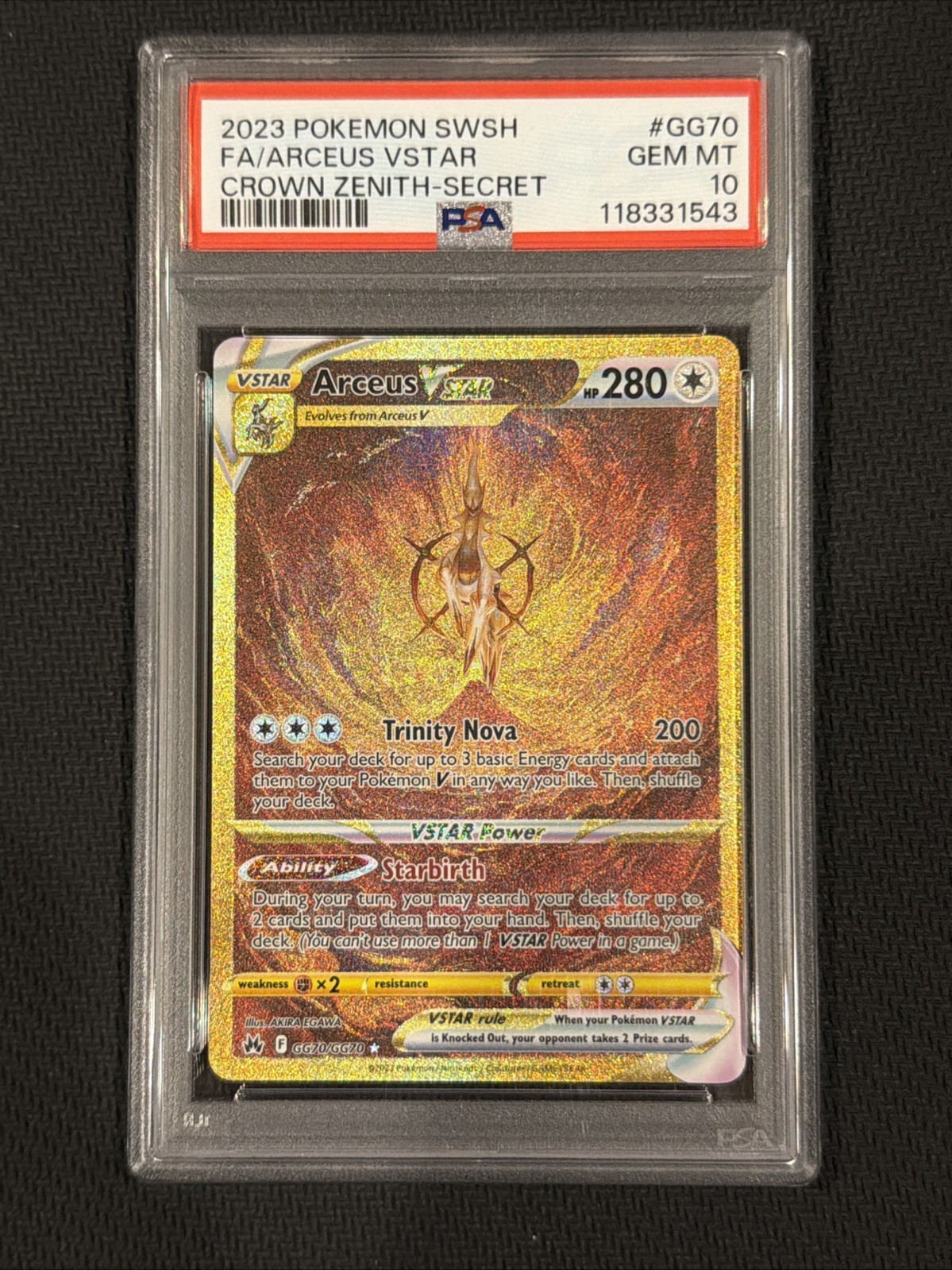 2023 Pokemon Sword and Shield Crown Zenith Full Art/Arceus Vstar Secret GG70