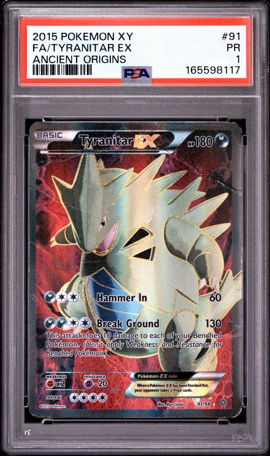 2015 Pokemon XY Ancient Origins Full Art/Tyranitar EX 91