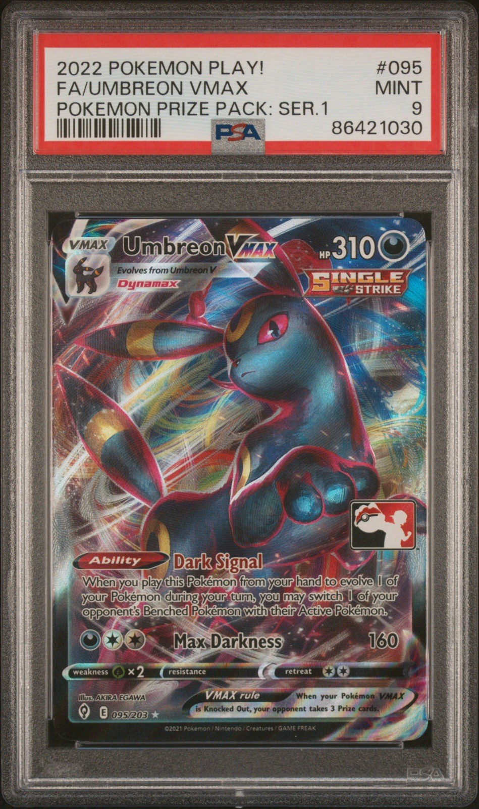 2022-2023 Pokemon Play! Pokemon Prize Pack Full Art/Umbreon Vmax 095