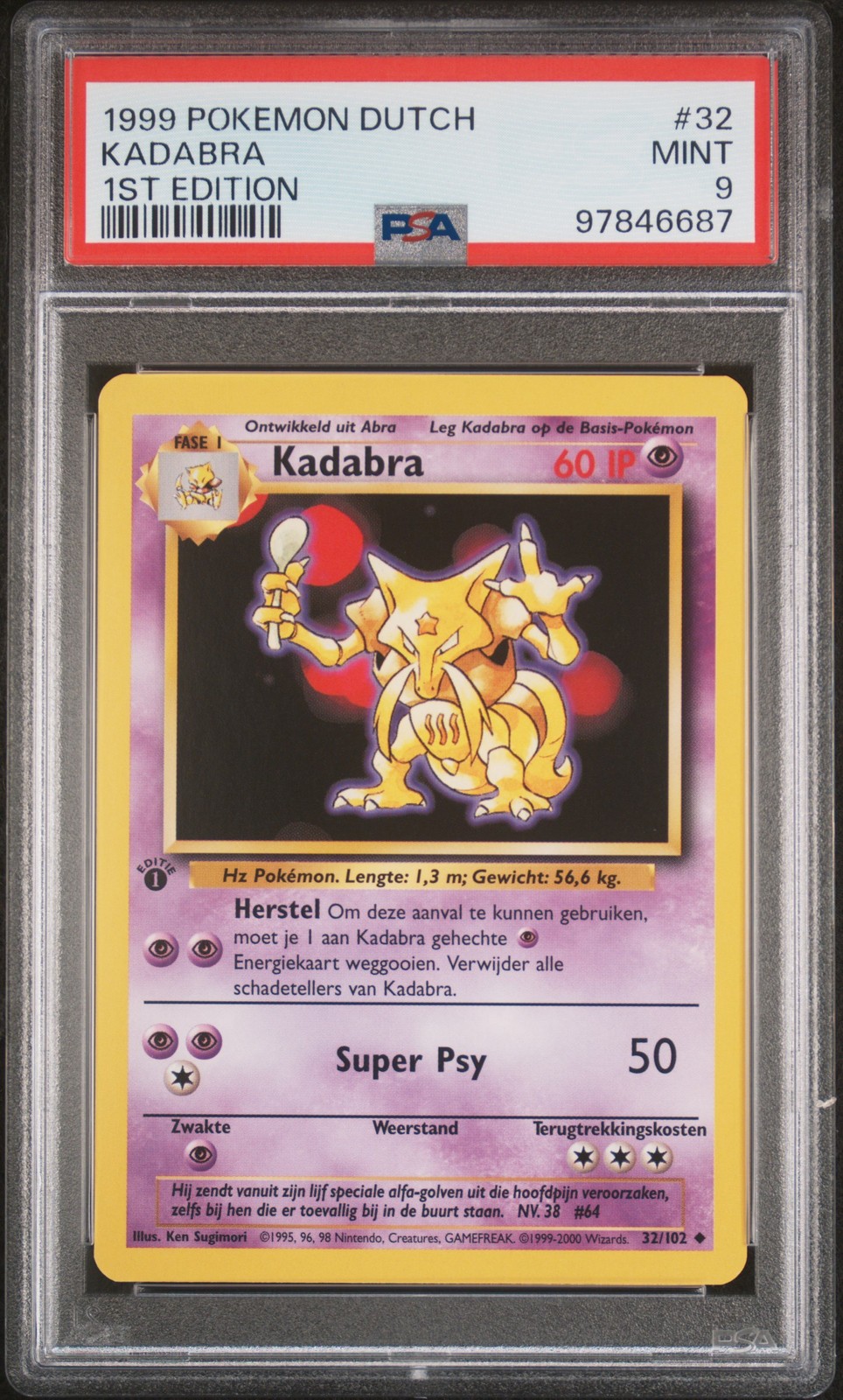1999 Pokemon Dutch Kadabra 1st Edition 32