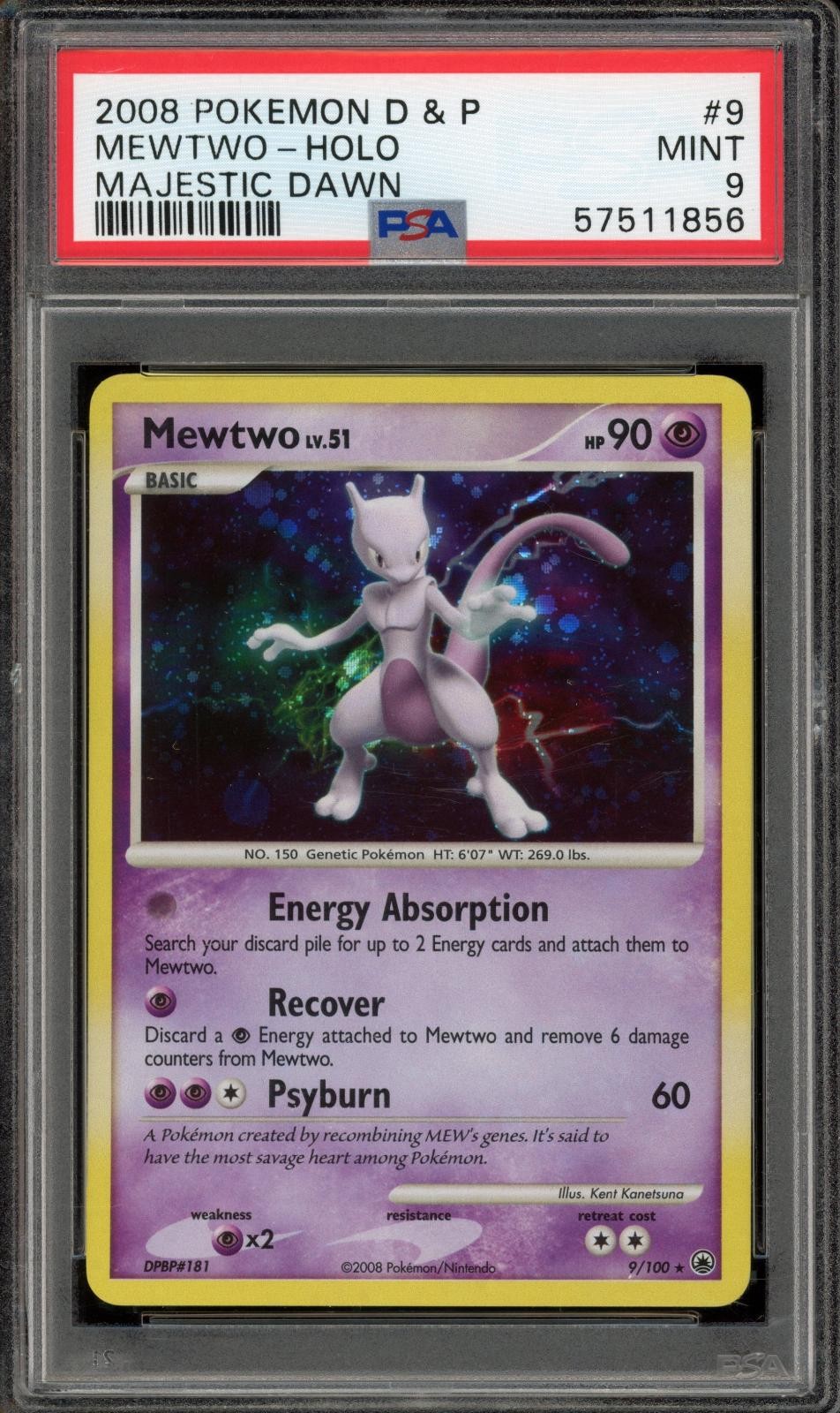 2008 Pokemon Diamond & Pearl Majestic Dawn Mewtwo-Holo 9