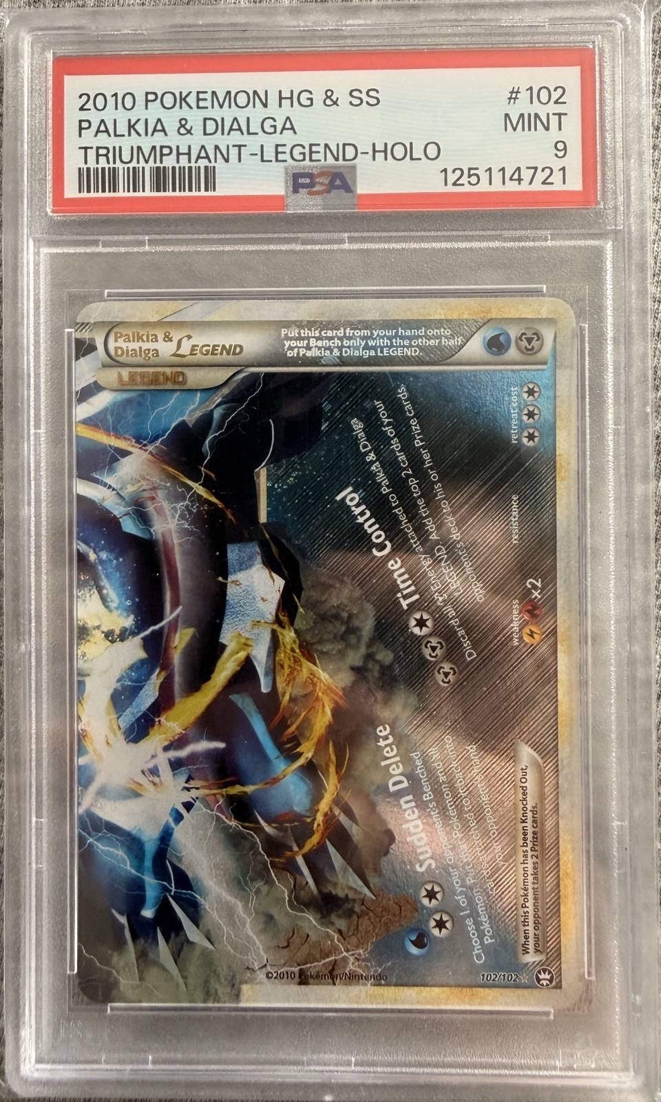 2010 Pokemon Heartgold & Soulsilver Triumphant Palkia & Dialga Legend-Holo 102