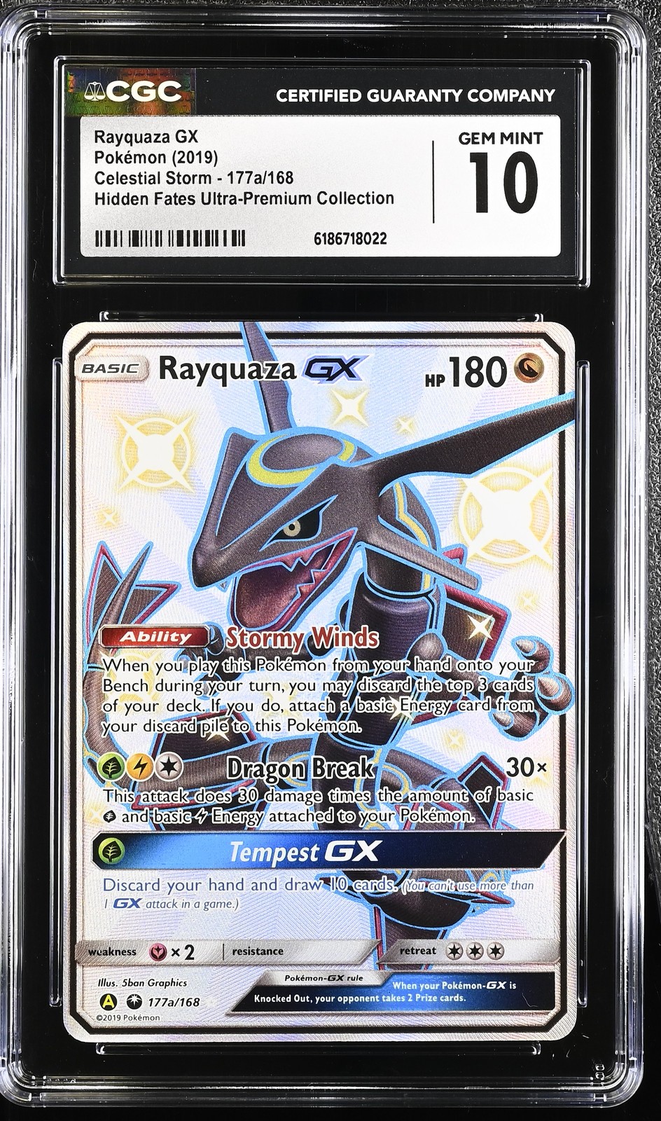 2019 Celestial Storm - English Rayquaza GX Hidden Fates Ultra-Premium Collection (Holo) 177a/168