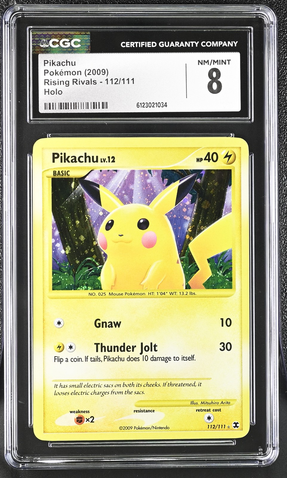 2009 Rising Rivals - English Pikachu Secret Rare Holo 112/111
