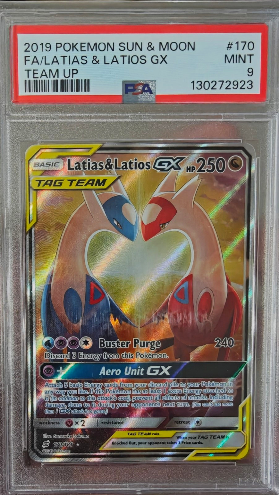 2019 Pokemon Sun & Moon Team Up Full Art/Latias & Latios GX 170