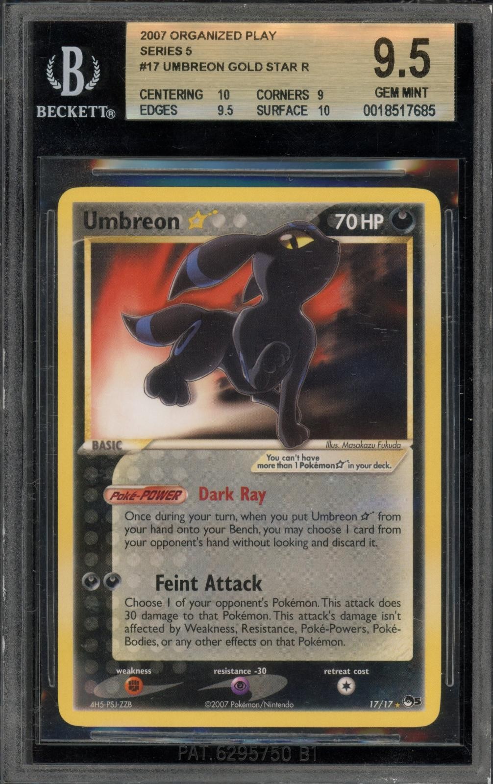 2007 Pokemon Organized Play Series 5 Umbreon Gold Star R 17