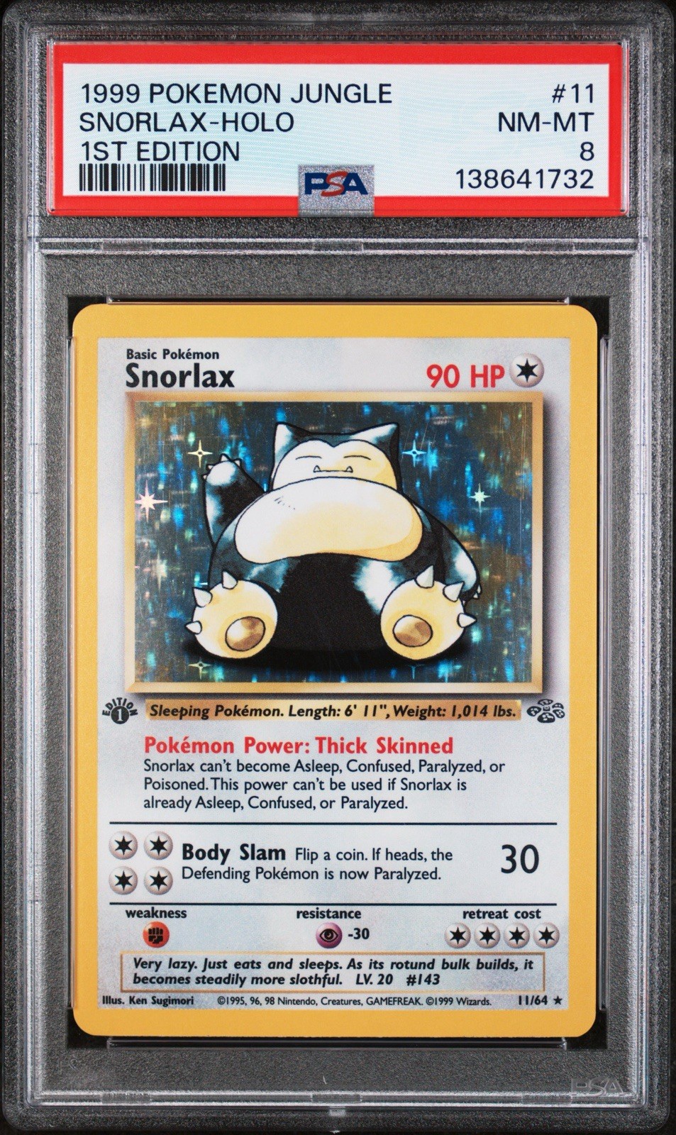 1999 Pokemon Jungle Snorlax-Holo 1st Edition 11