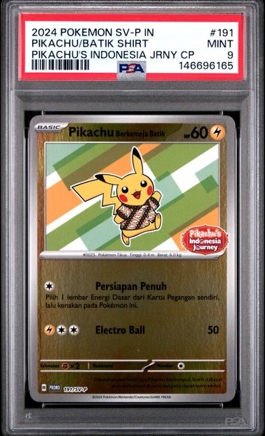 2024 Pokemon Indonesian SV-P Promo Pikachu in Batik Shirt Pikachu's Indonesia Journey Campaign 191
