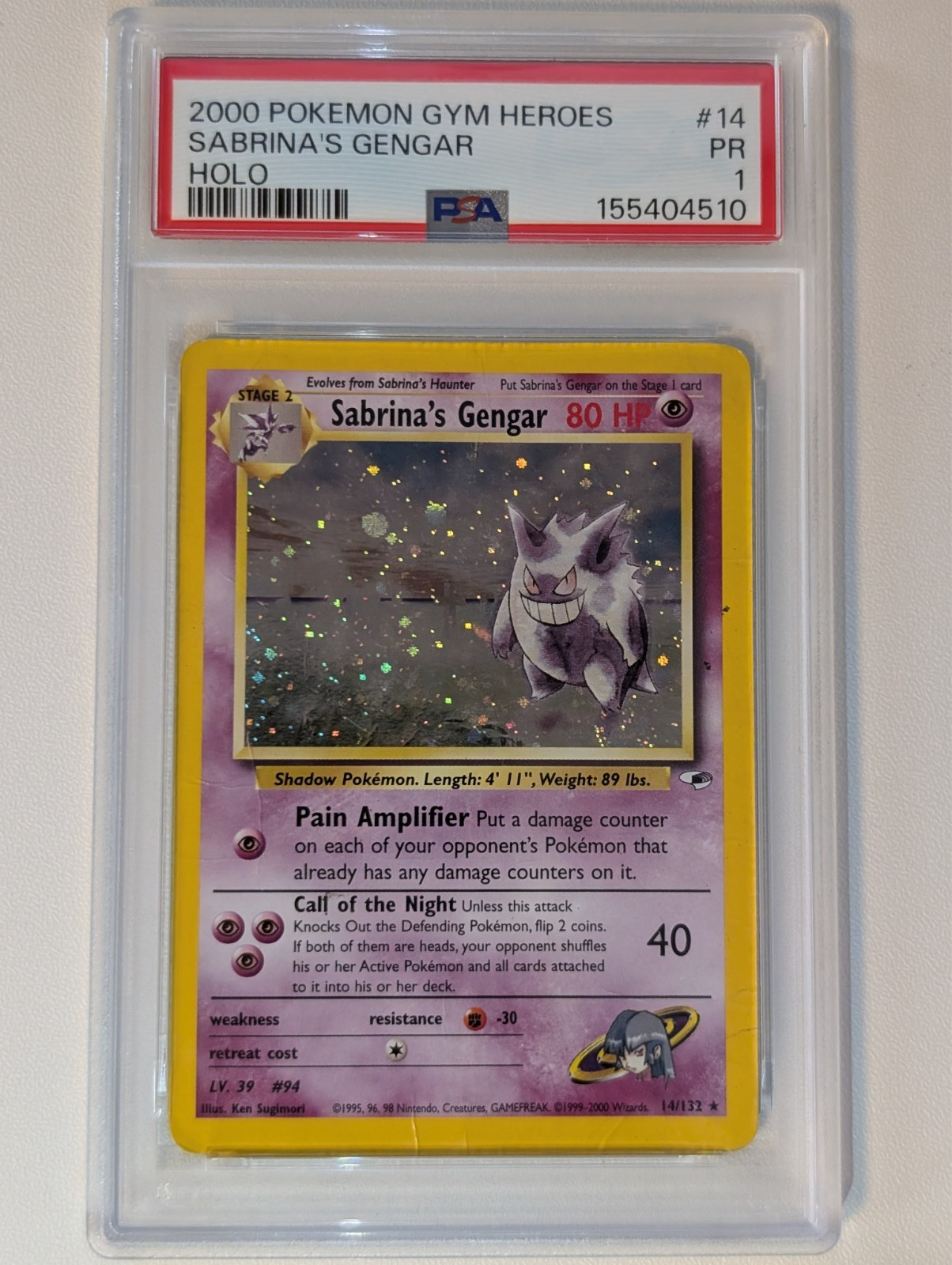 2000 Pokemon Gym Heroes Sabrina's Gengar Holo 14