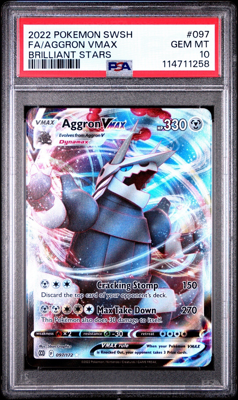 2022 Pokemon Sword & Shield Brilliant Stars Full Art/Aggron Vmax 097