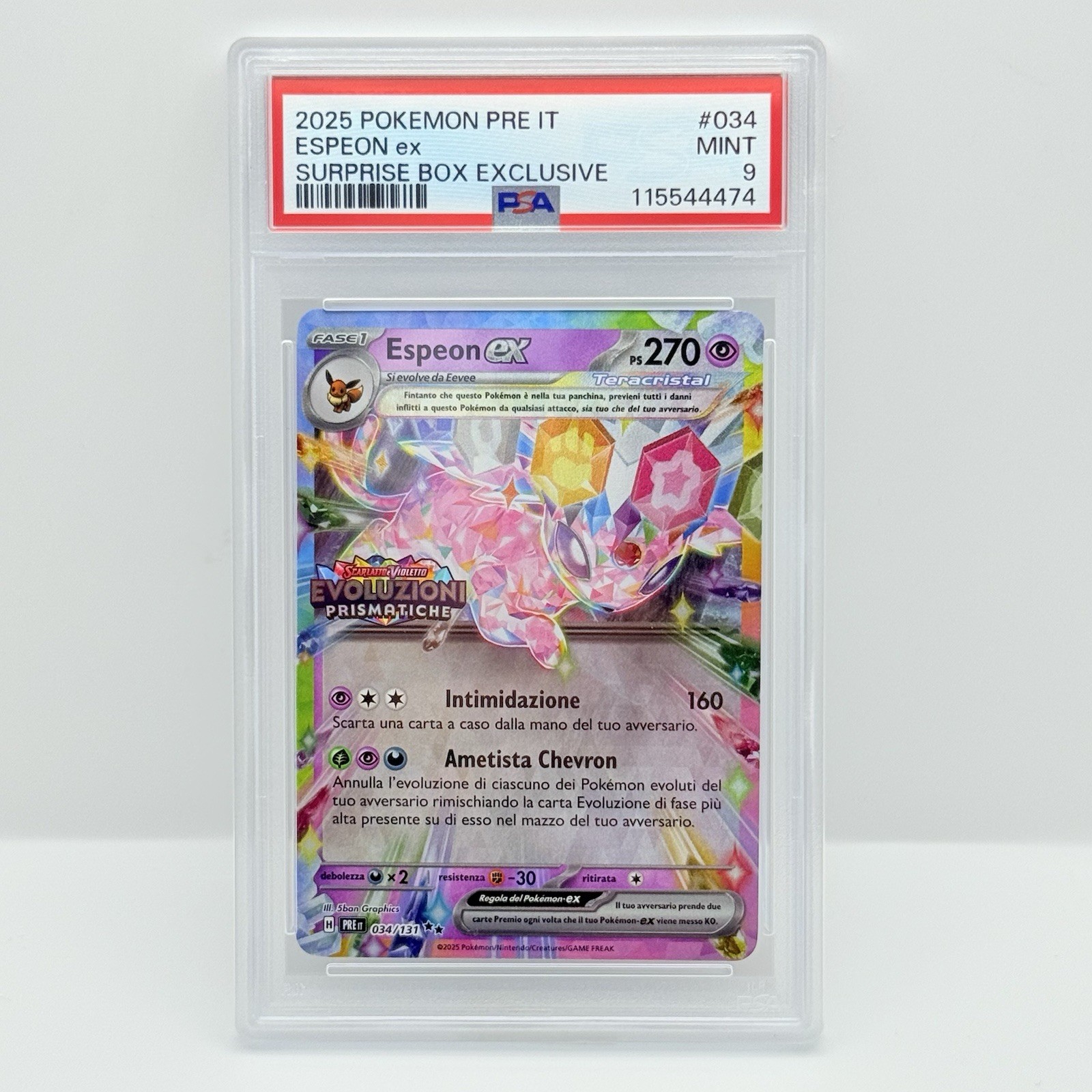 2025 Pokemon Italian Pre It-Prismatic Evolutions Espeon EX Surprise Box Exclusive 034