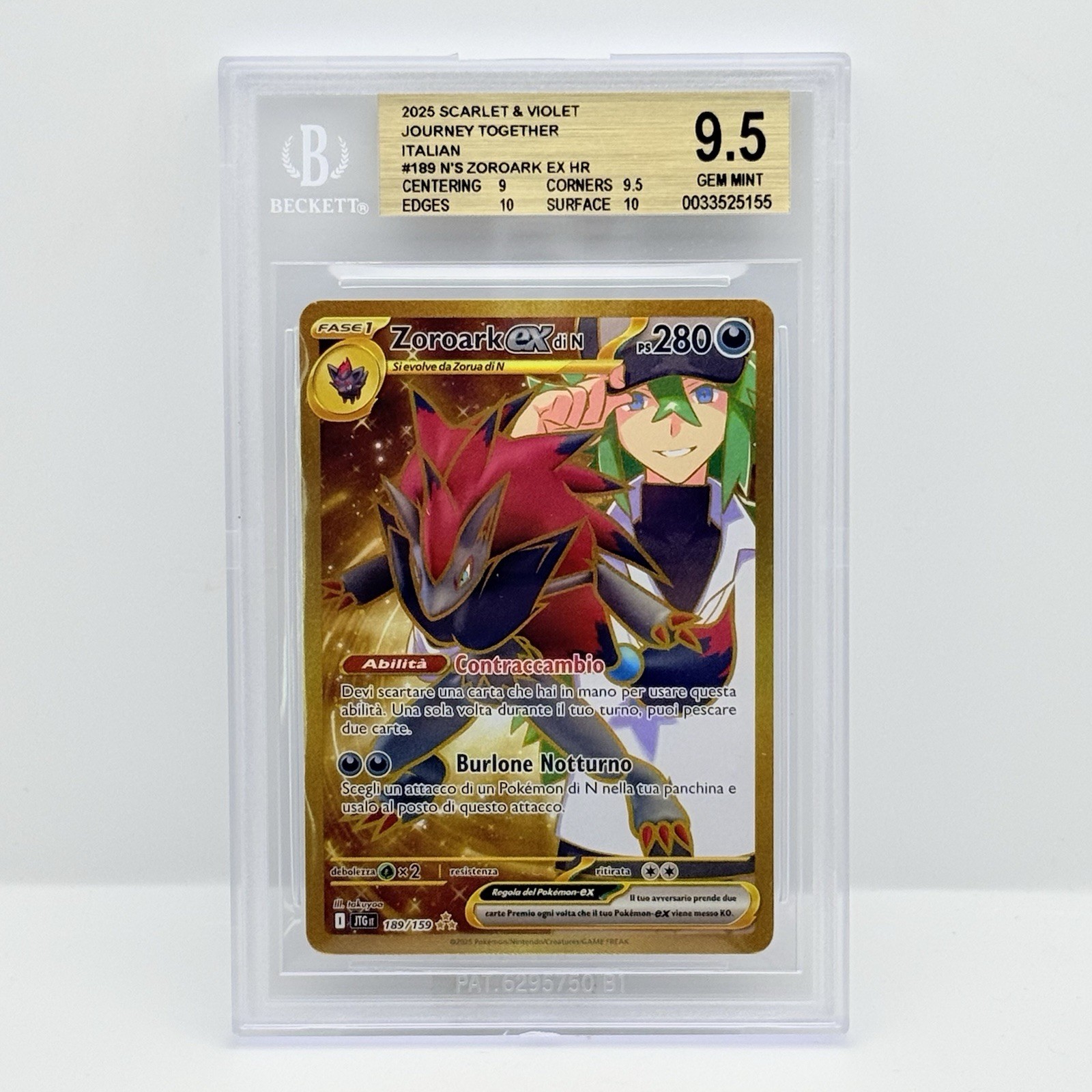 2025 Pokemon TCG Scarlet & Violet Journey Together Italian N's Zoroark ex HR 189