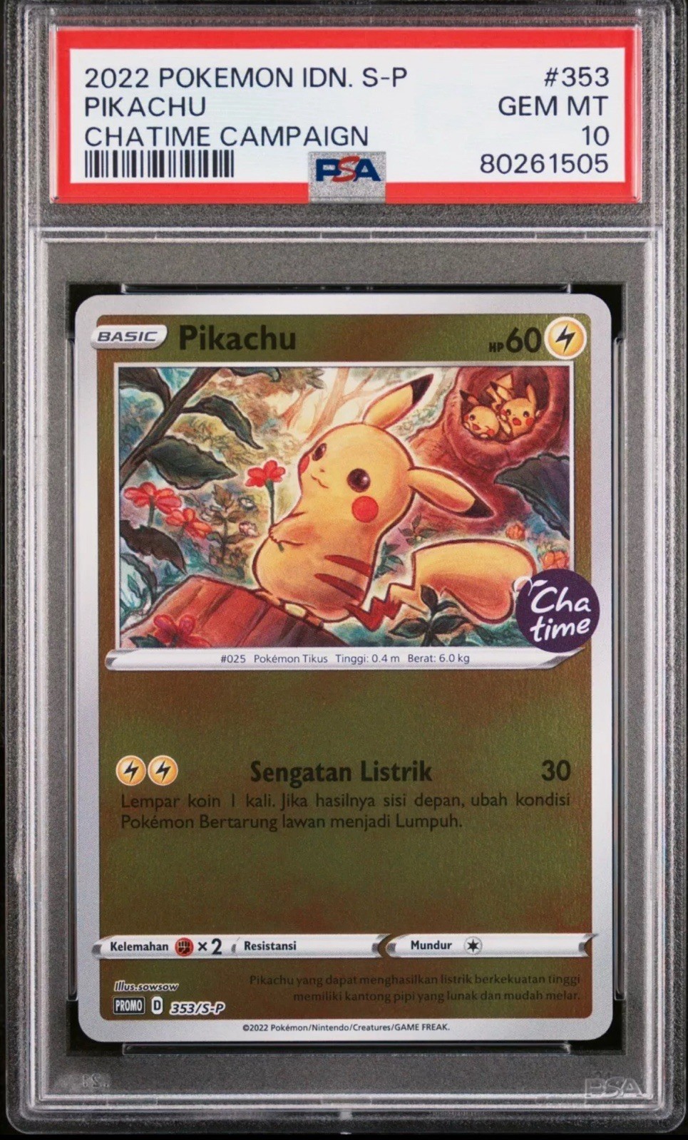 2022 Pokemon Indonesian S Promo Pikachu Chatime Campaign 353