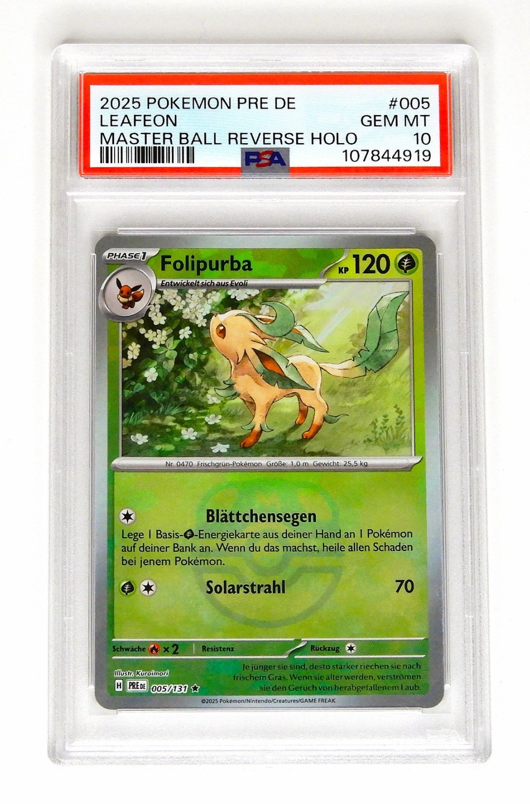 2025 Pokemon German Pre de-Prismatic Evolutions Leafeon Master Ball Reverse Holo 005