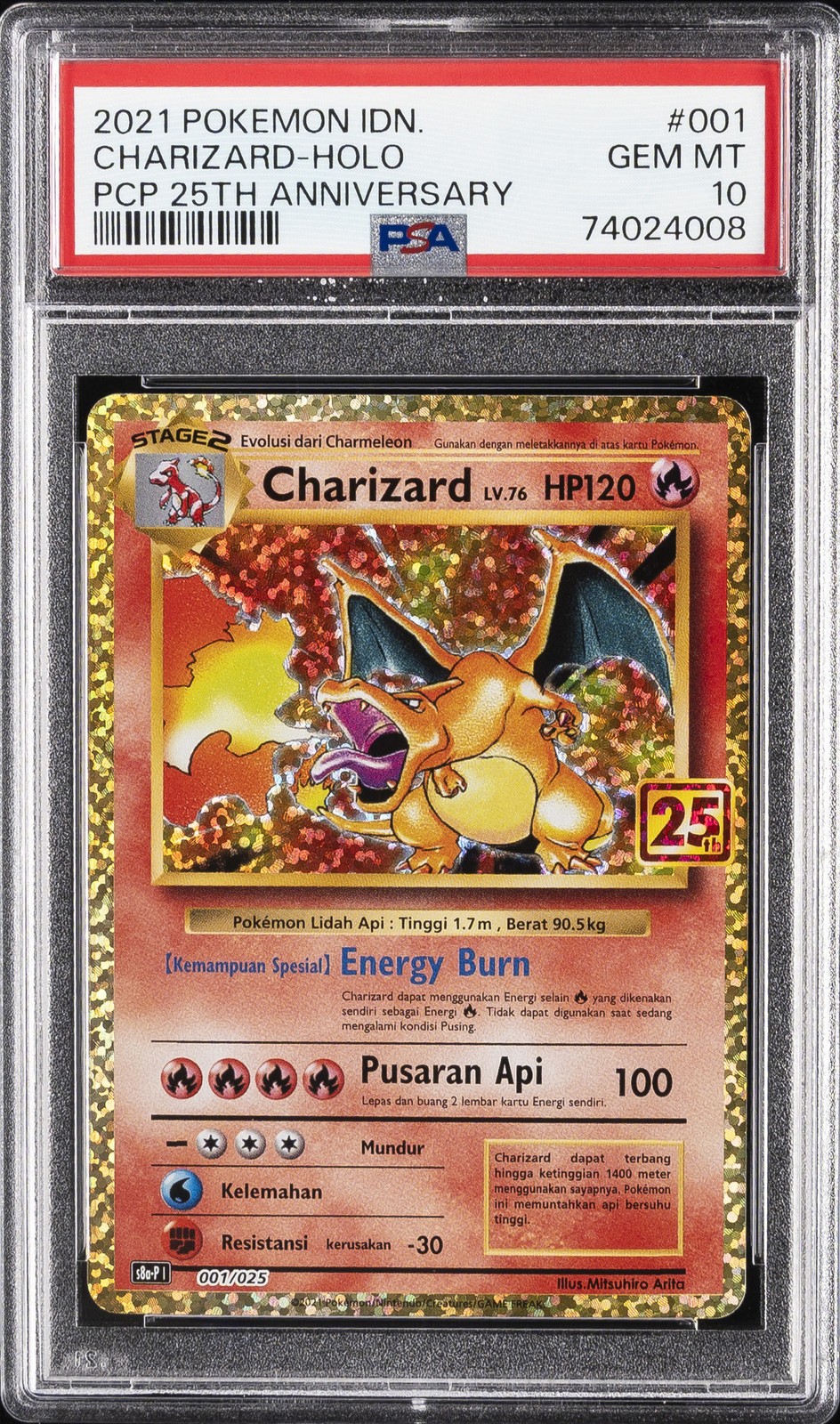 2021 Pokemon Indonesian Promo Card Pack 25th Anniversary Charizard-Holo 001
