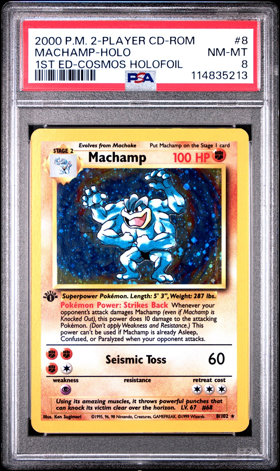 2000 Pokemon 2-Player CD-Rom Starter Set Machamp-Holo 1st Edition Cosmos Holofoil 8