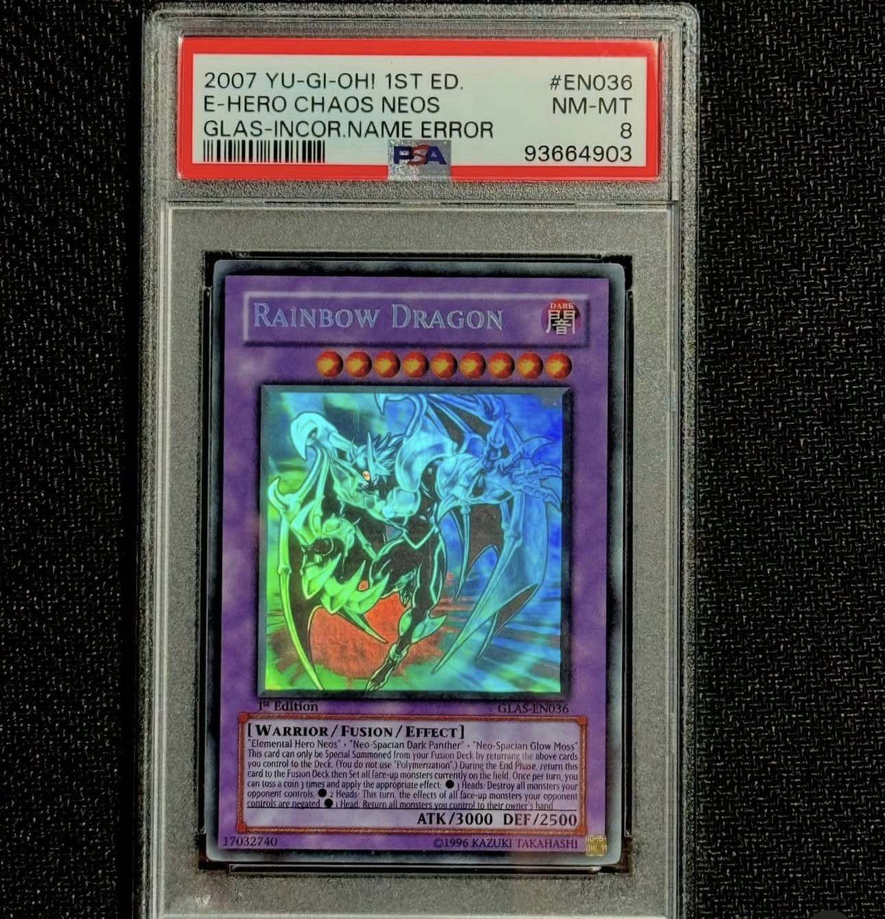 2007 YU-GI-Oh! Glas-Gladiator's Assault Elemental Hero Chaos Neos 1st Edition-Ghost Rare-Incorrect Name EN036