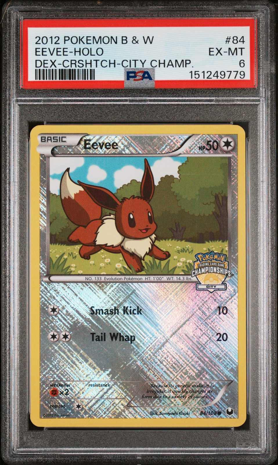 2012 Pokemon Black & White Dark Explorers Eevee-Holo Crosshatch-2012 City Championships 84
