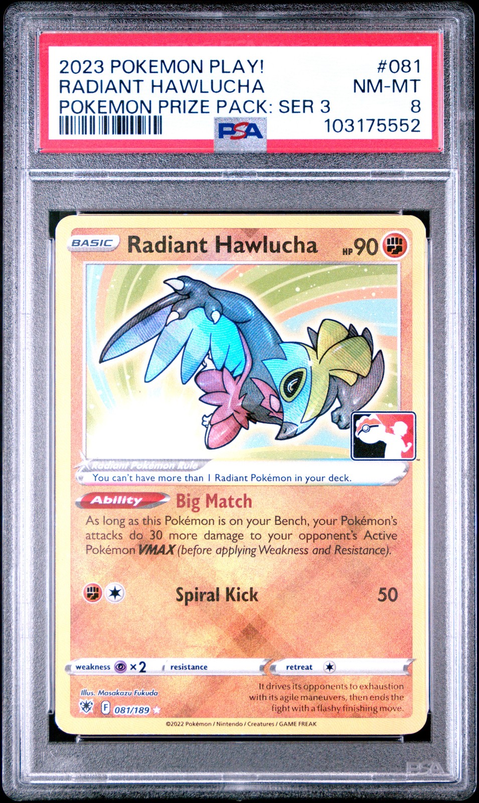 2023 Pokemon Play! Pokemon Prize Pack: Series 3 Radiant Hawlucha 081