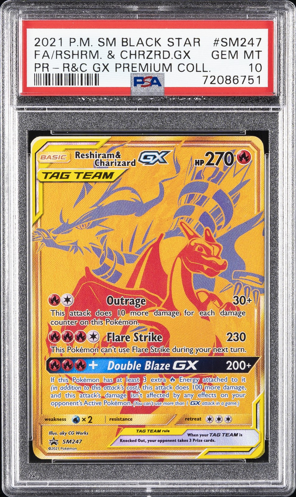 2021 Pokemon SM Black Star Promo Full Art/Reshiram & Charizard GX Reshiram & Charizard GX Premium Collection SM247