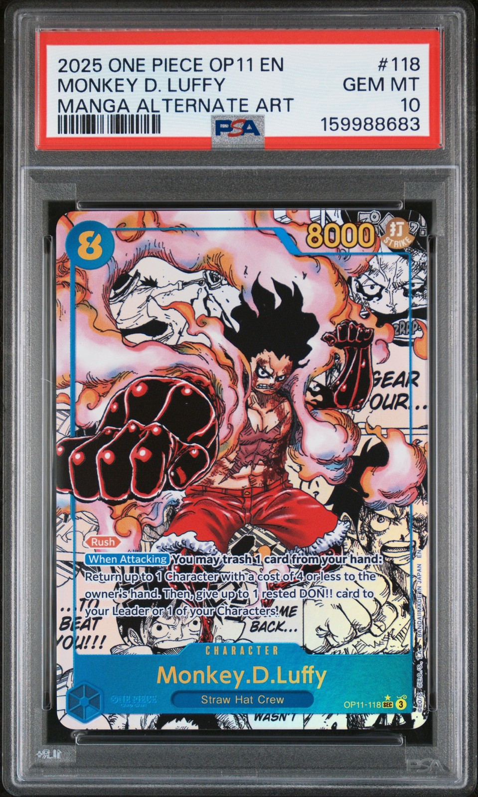 2025 One Piece OP11-A Fist of Divine Speed Monkey D. Luffy Manga Alternate Art 118