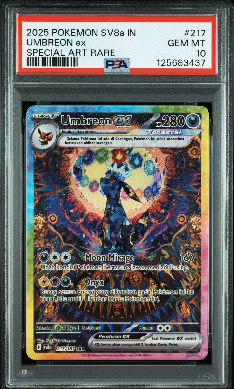 2025 Pokemon Indonesian Sv8a I-Terastal Fest EX Umbreon EX Special Art Rare 217